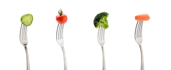 Frisches Gemüse auf Gabeln — Stockfoto
