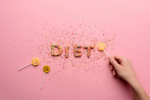 Word diet from sweets — Stock Photo