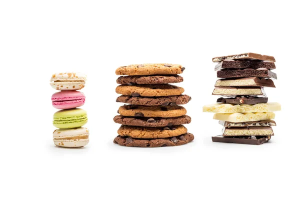 Macaroons, biscoitos e chocolate — Fotografia de Stock