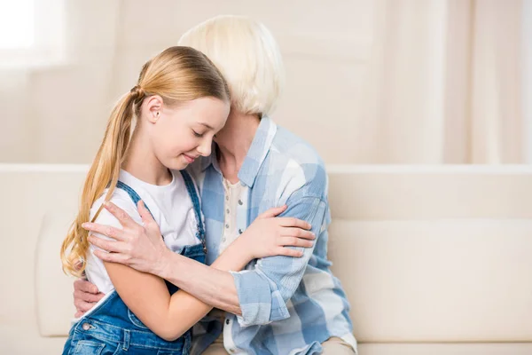 Happy grandmother and granddaughter — Stock Photo