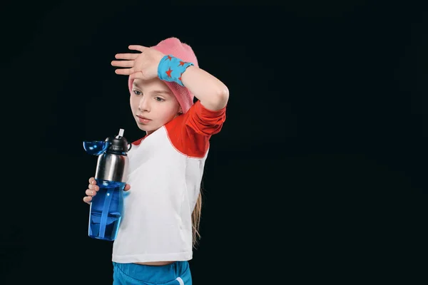 Menina com garrafa esporte — Fotografia de Stock