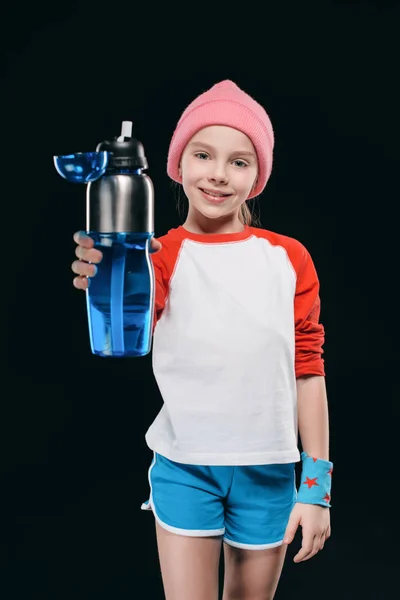 Fille avec bouteille de sport — Photo de stock