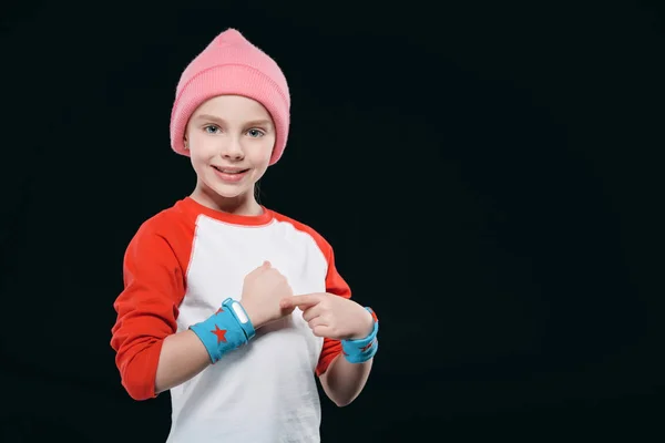 Girl with fitness tracker — Stock Photo