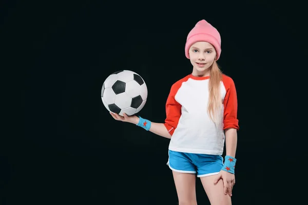 Deportiva chica con bola - foto de stock