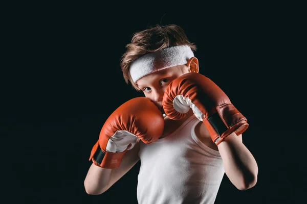 Boy in boxing gloves — Stock Photo