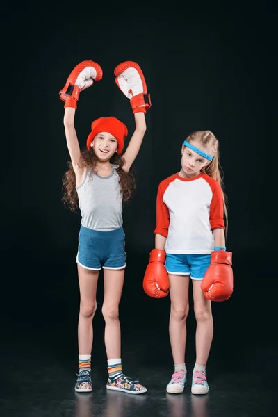 Girls in boxing gloves — Stock Photo