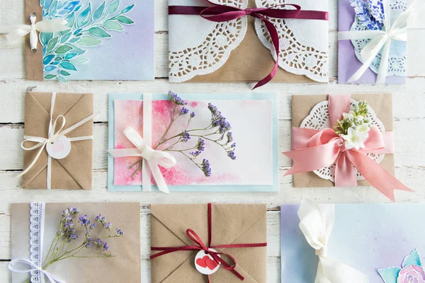 Collection of envelopes or invitations — Stock Photo