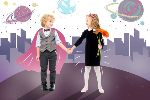 Joyeux jeune garçon et fille — Photo de stock