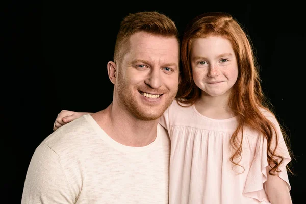 Père avec fille rousse — Photo de stock