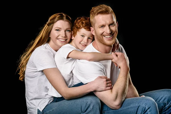 Família em camisetas brancas — Fotografia de Stock