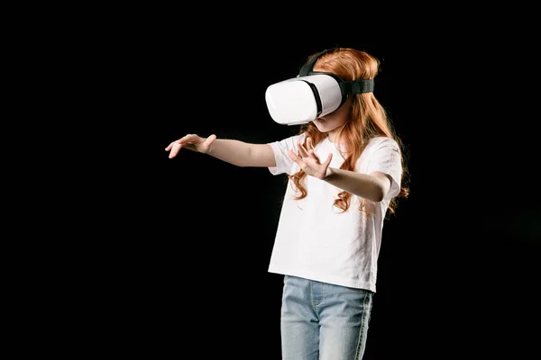 Menina em fone de ouvido realidade virtual — Fotografia de Stock