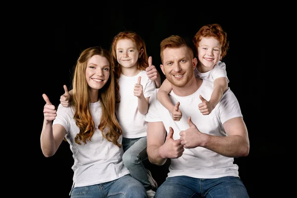 Family in white t-shirts — Stock Photo