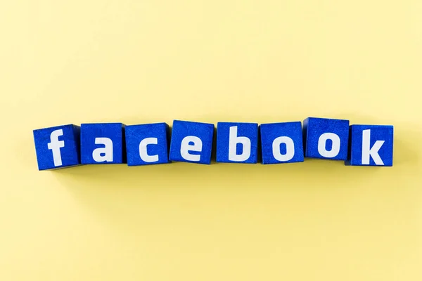 Facebook logo made from cubes — Stock Photo