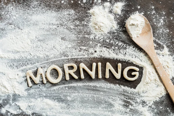 Word morning from cookies — Stock Photo