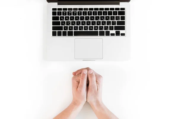 Human hands and laptop — Stock Photo
