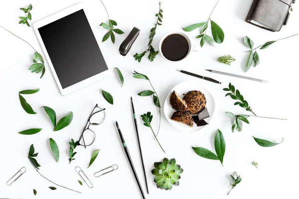 Cookies and digital tablet — Stock Photo