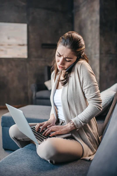 Woman during work at home office — Stock Photo