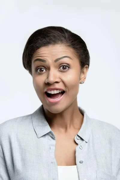 Amazed african american woman — Stock Photo