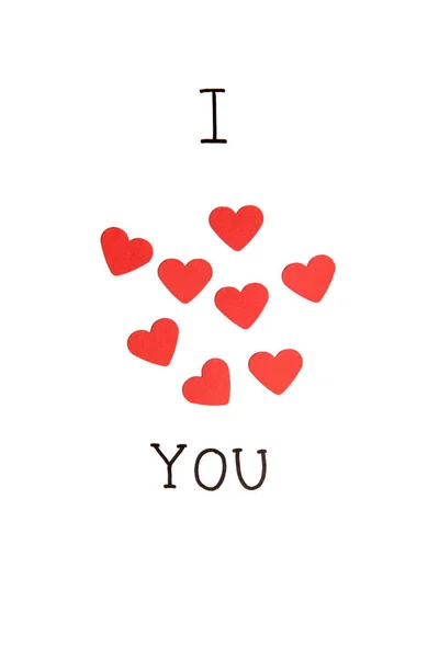 I love you inscription with red hearts — Stock Photo