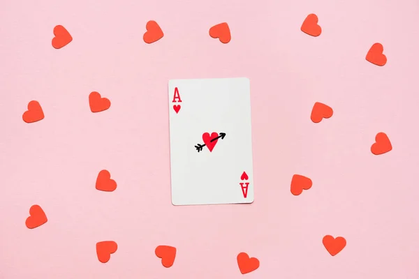 Herz-Ass der Spielkarte — Stockfoto