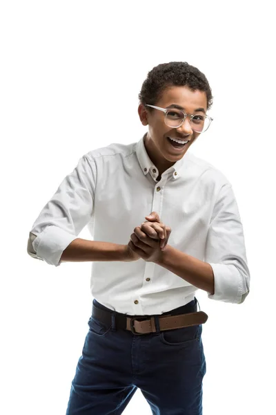 Emocionado afroamericano adolescente - foto de stock