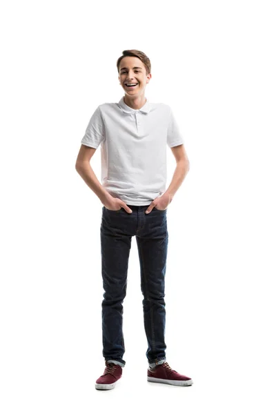 Happy caucasian teenager in casual clothing — Stock Photo