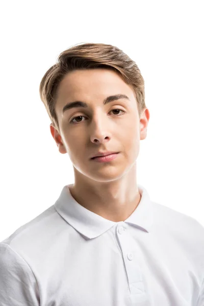 Caucásico adolescente en blanco camisa - foto de stock