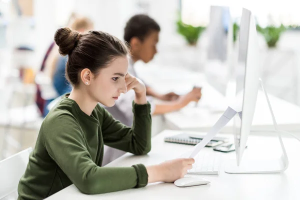 Teenage student with test paper — Stock Photo