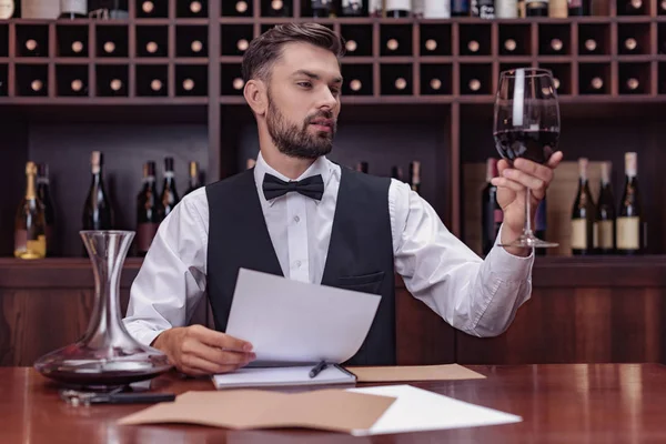 Sommelier tasting wine — Stock Photo