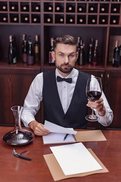 Sommelier tasting wine — Stock Photo