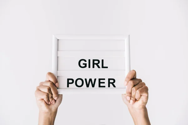 Board with girl power lettering — Stock Photo