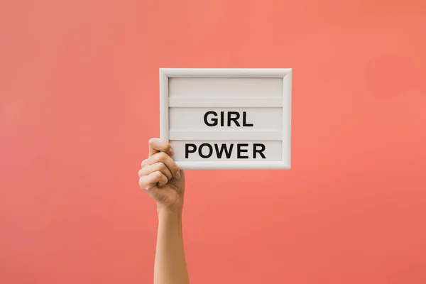 Board with girl power lettering — Stock Photo