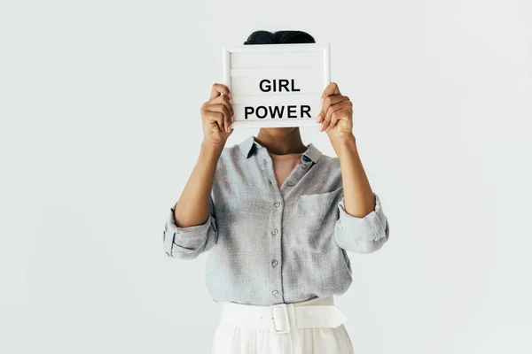 Africana americana mujer con chica power board - foto de stock