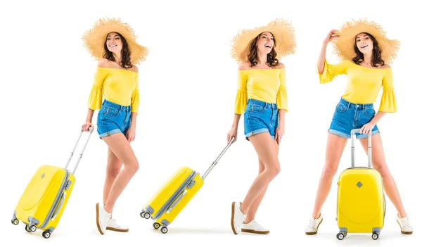 Young woman with luggage — Stock Photo