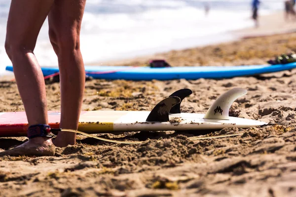 Surfisti in attesa di un'onda, effetto film, 30.12.2016, repubblica Dominicana — Foto Stock