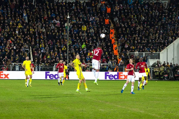 Futbol Kulübü "Rostov" ve futbol kulübü "Manchester United" Rostov-on-Don şehir arasında eşleme. 09.03.2017 — Stok fotoğraf