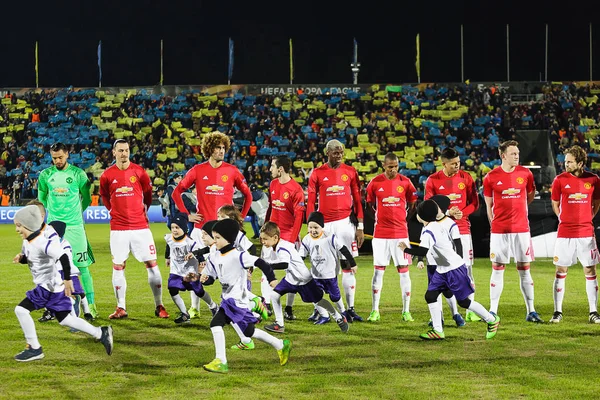 Futbol Kulübü "Rostov" ve futbol kulübü "Manchester United" Rostov-on-Don şehir arasında eşleme. 09.03.2017 — Stok fotoğraf