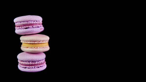 Macaroons Fundo Preto — Fotografia de Stock