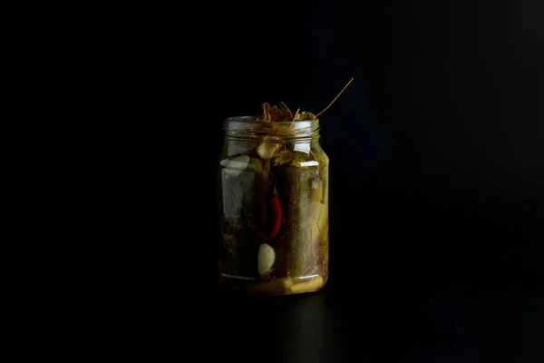 Marinade cucumbers, pickled vegetables in a jar