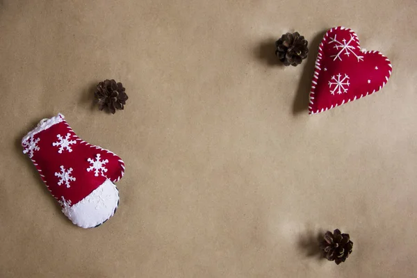 Kerstspeelgoed Kraftpapier Kerst Achtergrond — Stockfoto