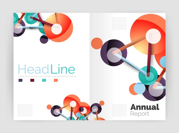 Lines and circles, modern abstract business annual report template — Stock Vector