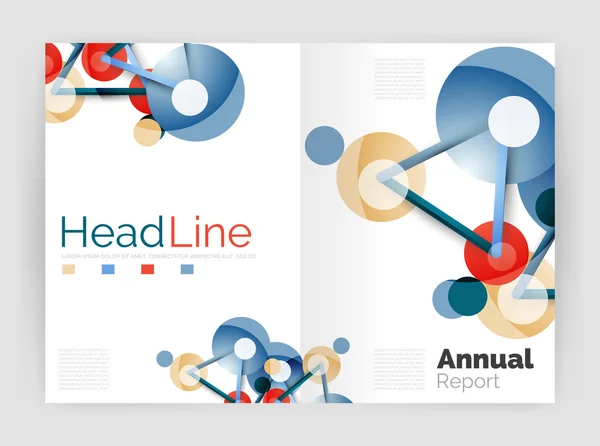 Linii și cercuri, șablon modern de raport anual abstract de afaceri — Vector de stoc