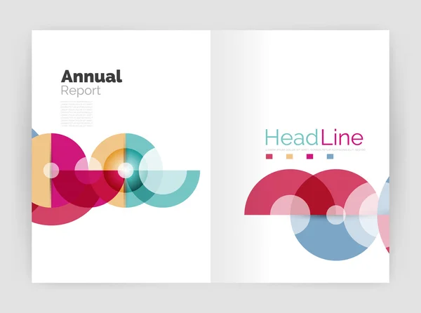 Transparent circle composition on business annual report flyer — Stock Vector