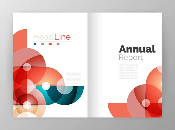 Circle annual report templates, business flyers — Stock Vector