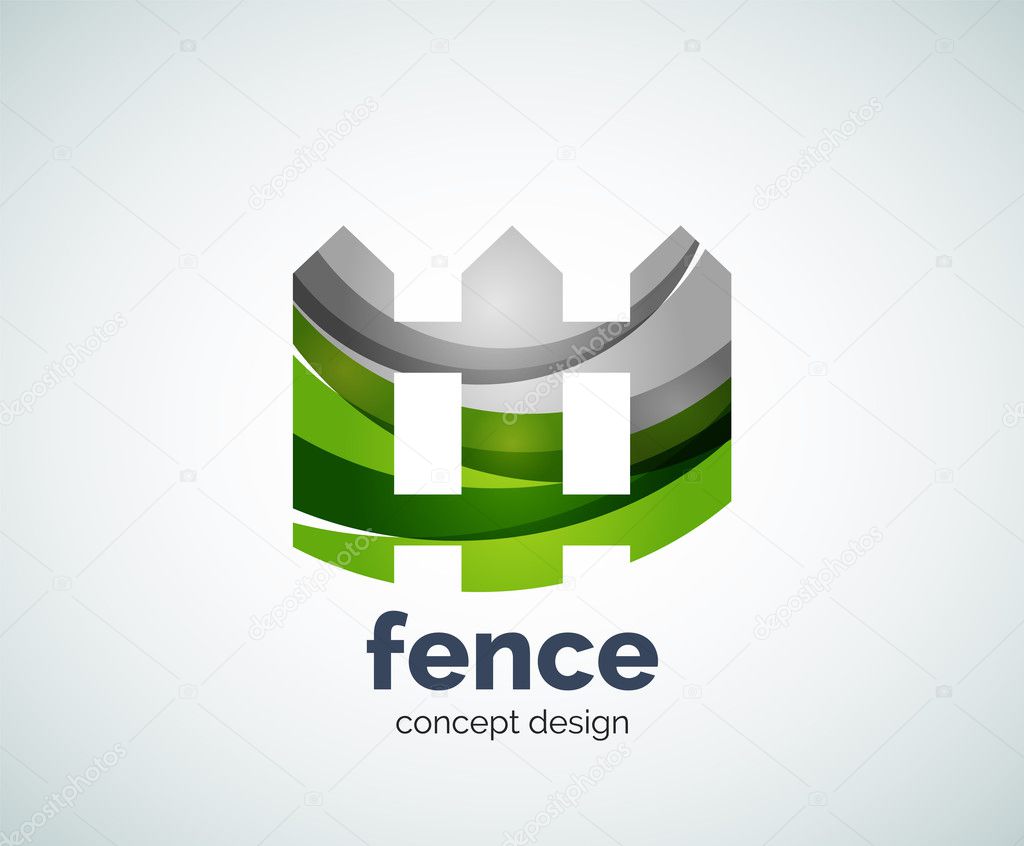 Vector house fence logo template, abstract business icon