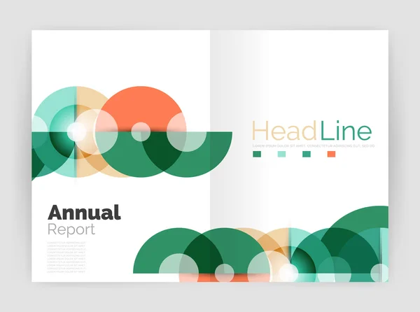 Transparent circle composition on business annual report flyer — Stock Vector