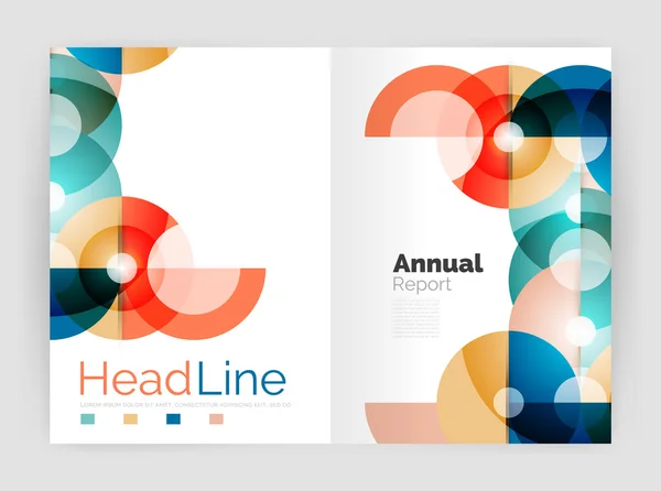 Transparent circle composition on business annual report flyer — Stock Vector