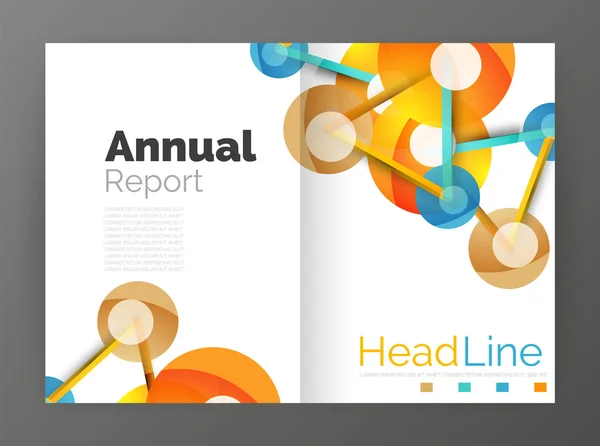 Lines and circles, modern abstract business annual report template — Stock Vector