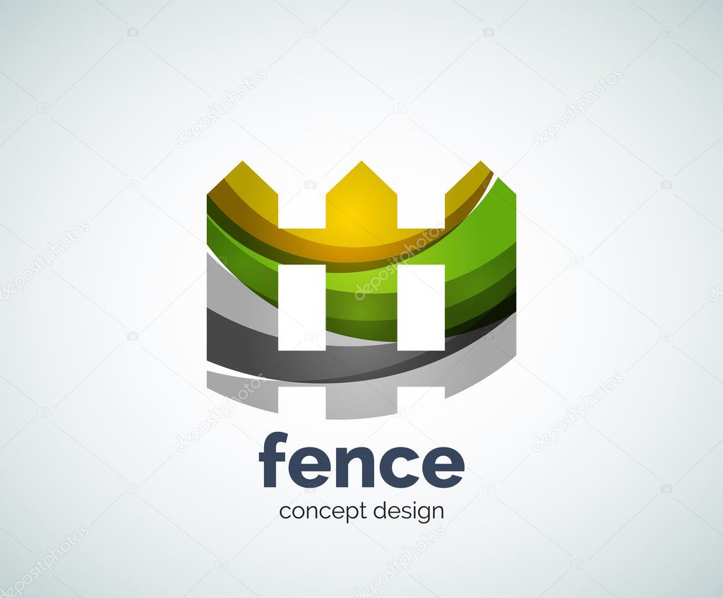 Vector house fence logo template, abstract business icon