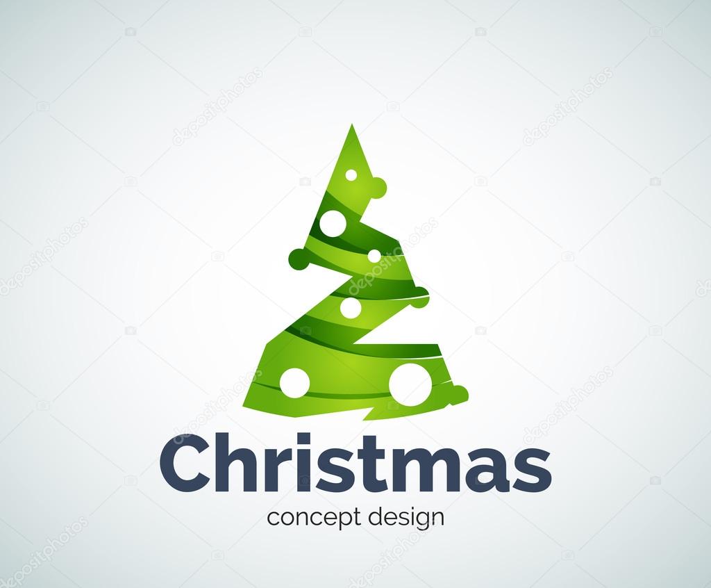 Vector Christmas tree logo template, abstract business icon